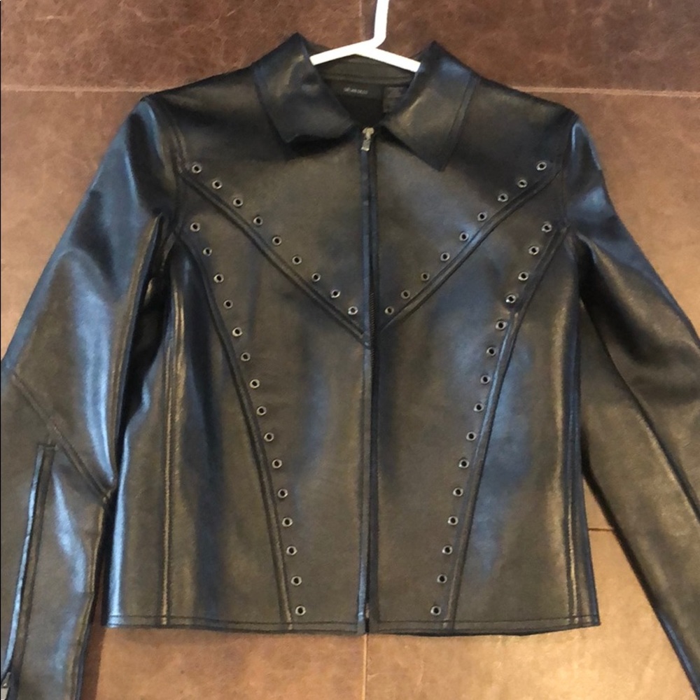 Susan Dell Leather Biker Jacket Sz 04